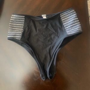 Gray Aerie Swim Bikini Bottom with Crochet Trim 👙